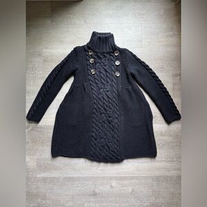 Sportsmax Max Mara Made In Italy Virgin Wool Chunky Knit Funnel Neck Cardigan S